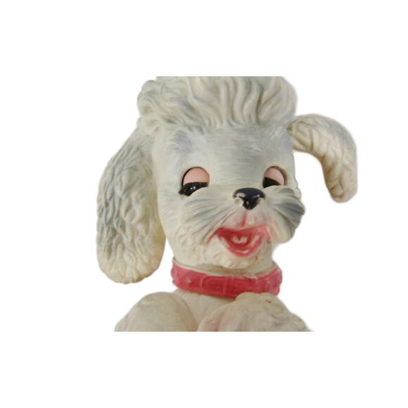 Vintage Edward Mobley Squeak Toy Begging Poodle Dog 1960s Sleepy Eyes, 11" Tall - Picture 7 of 9